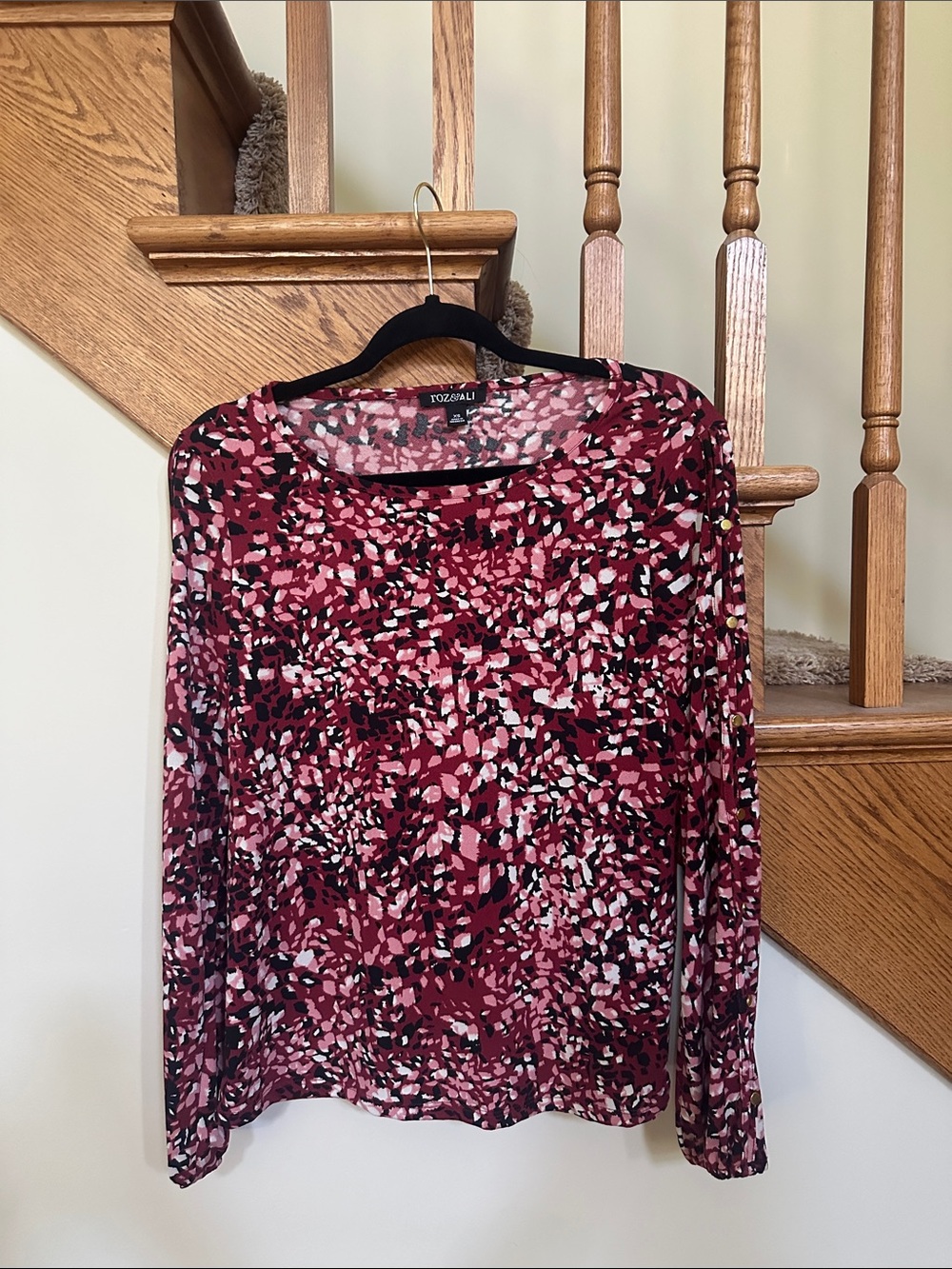 Roz and Ali Women’s Long Sleeve Pattern Blouse